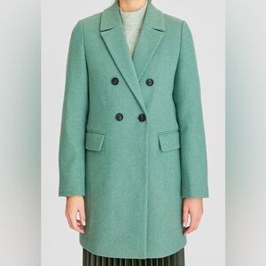 Stradivarius Teal Double-Breasted Pea Coat